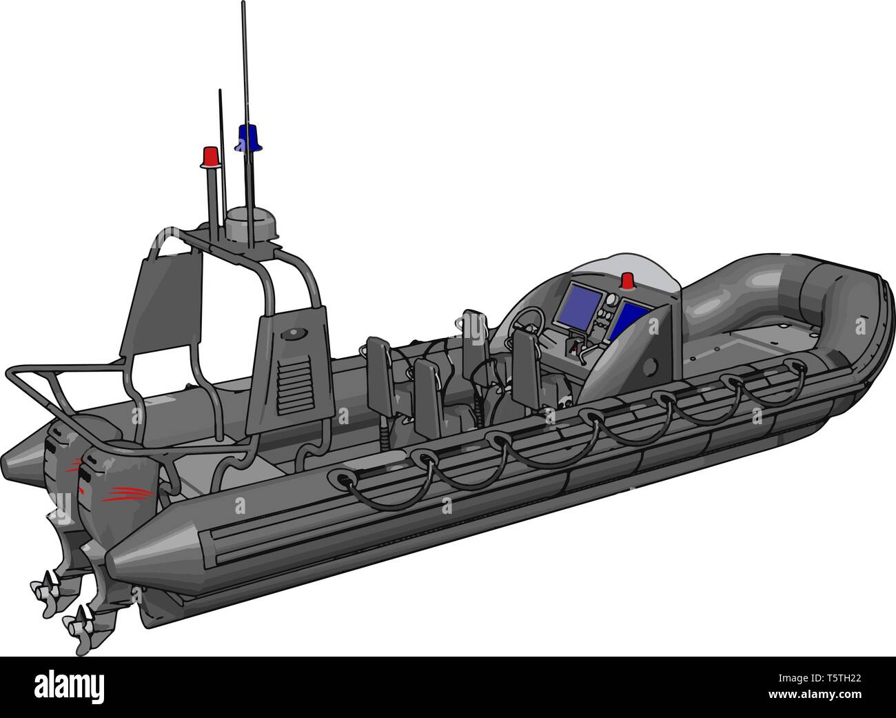 Illustration 3D de vecteur sur fond blanc d'un bateau gonflable militaire Illustration de Vecteur