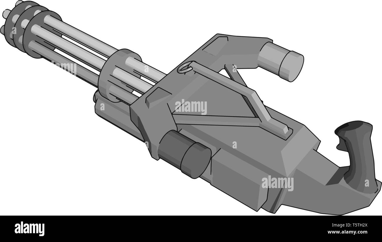 Illustration 3D de vecteur sur fond blanc d'un appareil militaire gun Illustration de Vecteur