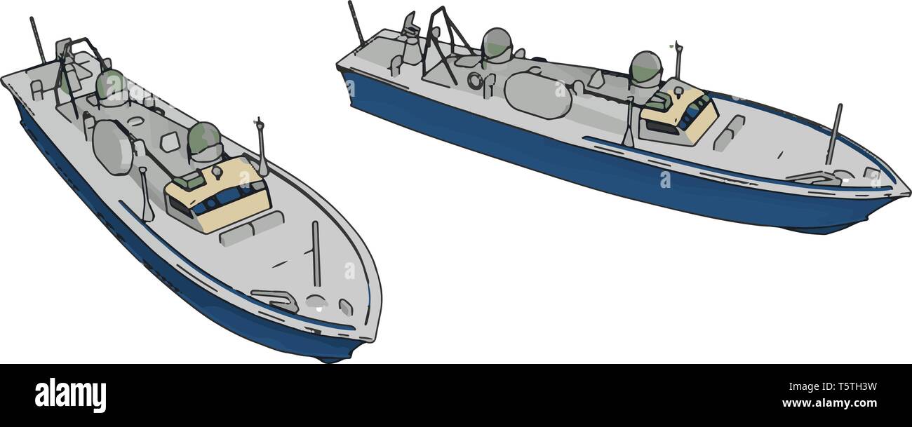 3D illustration de deux navires de l'armée bleue vector illustration sur fond blanc Illustration de Vecteur