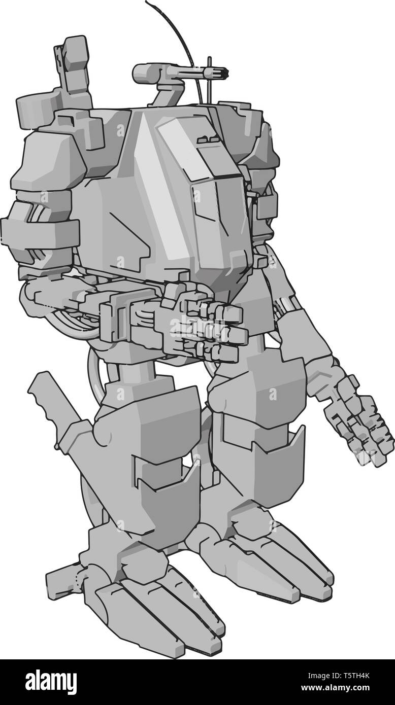 Vector illustration d'un simple robot bras permanent gris Illustration de Vecteur