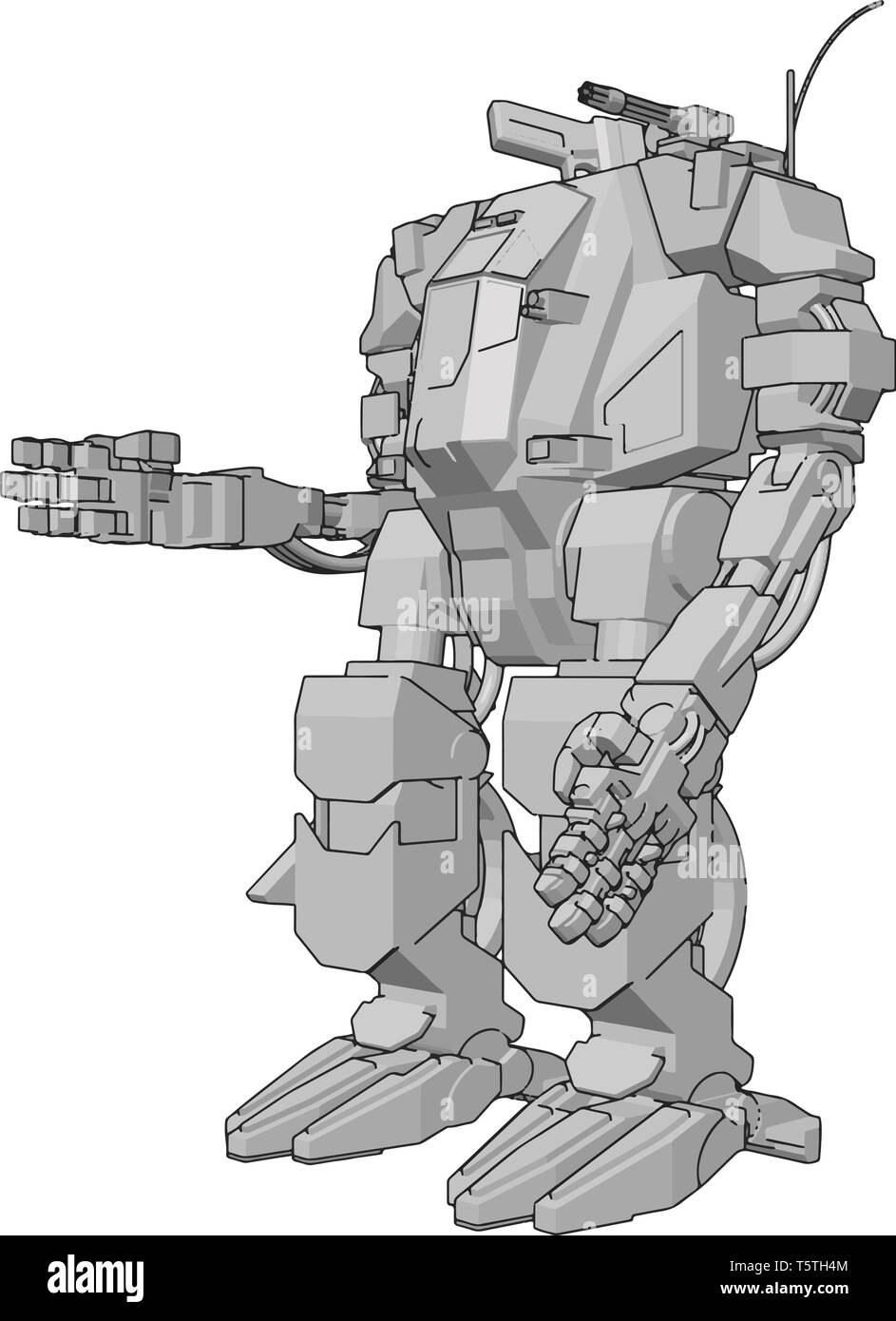 Vector illustration d'un simple robot bras permanent gris Illustration de Vecteur