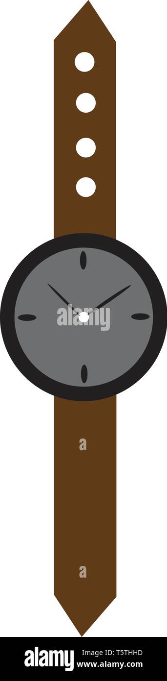 Une montre-bracelet avec une ceinture brune vector dessin en couleur ou de l'illustration Illustration de Vecteur
