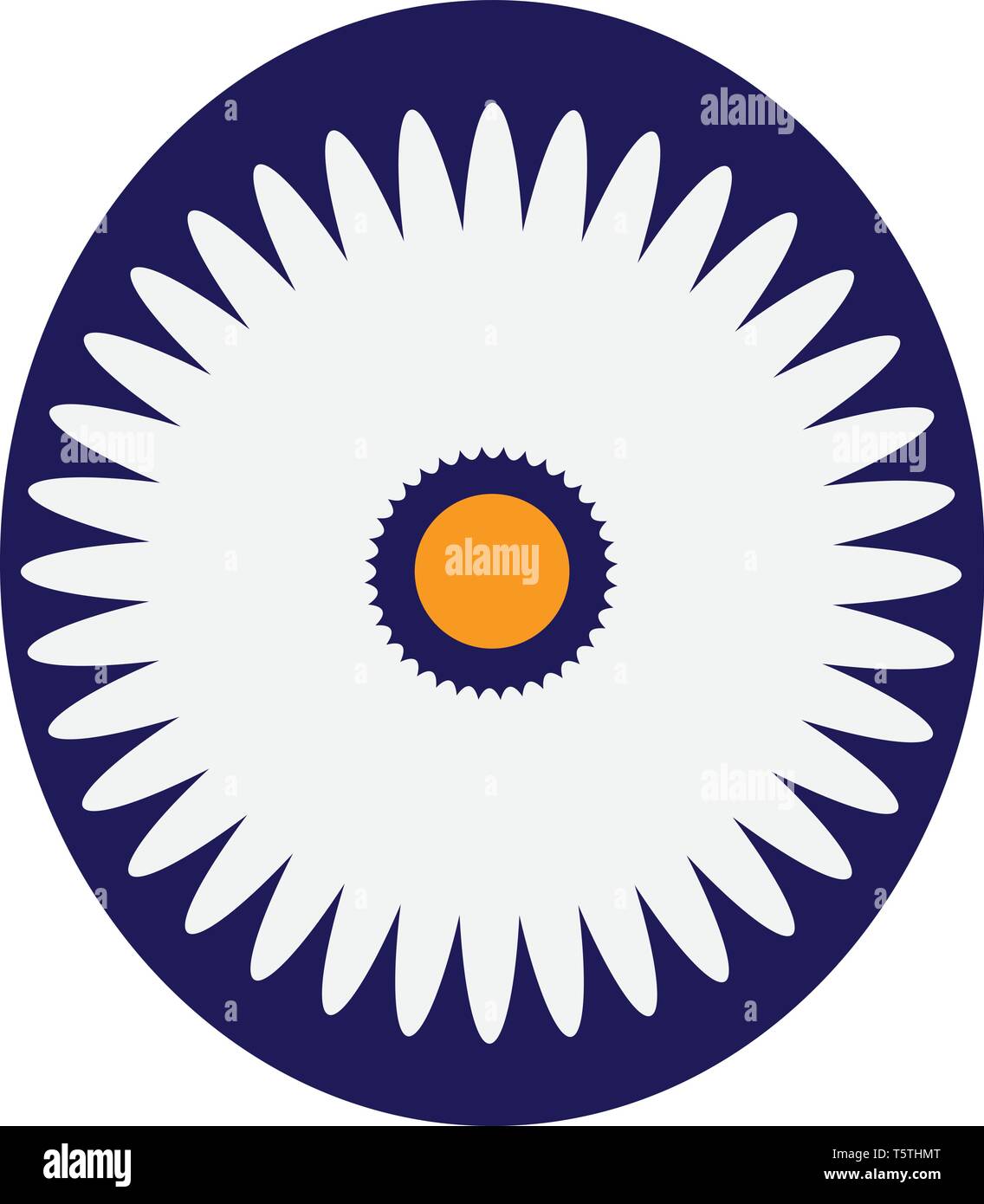 Une fleur à motifs bleu et blanc avec un cercle jaune au milieu vector dessin en couleur ou de l'illustration Illustration de Vecteur