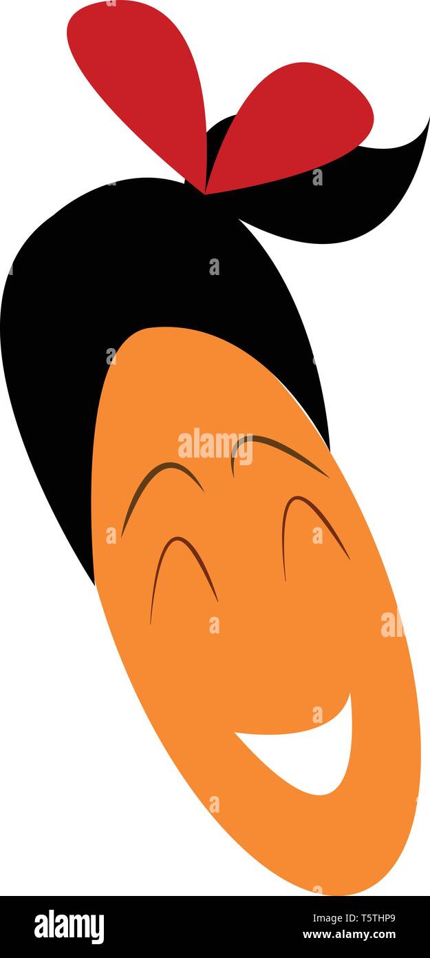 Un heureux à la fille avec ses cheveux attachés dans un arc de cheveux en forme de scénario bande dessin en couleur ou de l'illustration Illustration de Vecteur