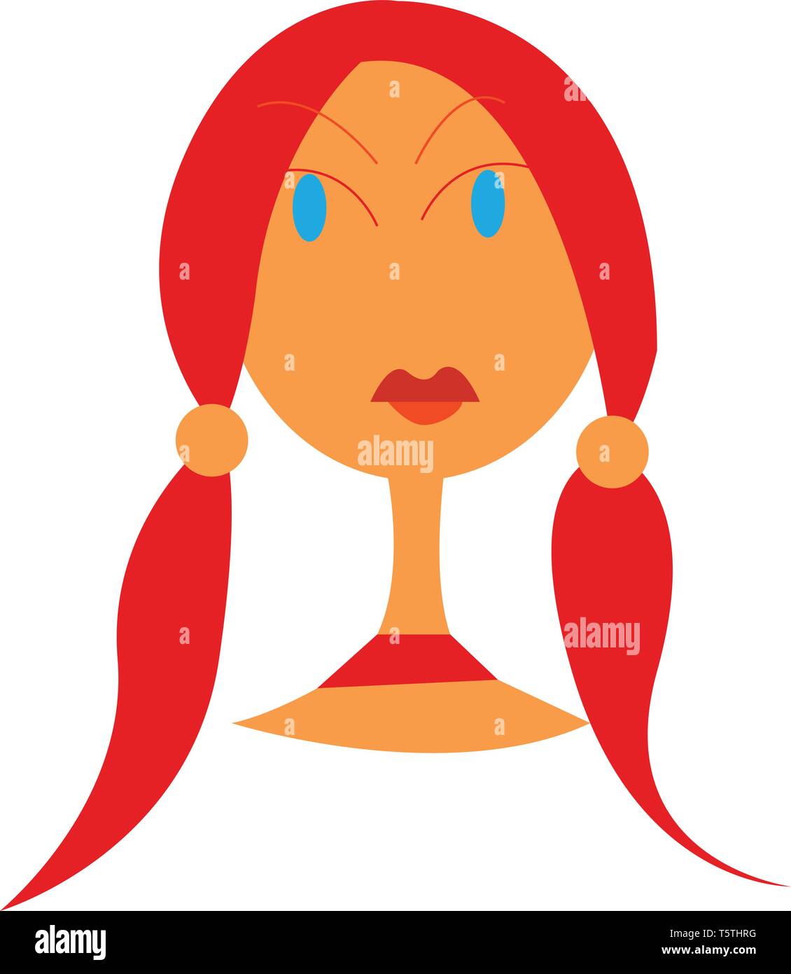 Une fille maigre avec ses cheveux attachés en deux queues de cheval Illustration de Vecteur