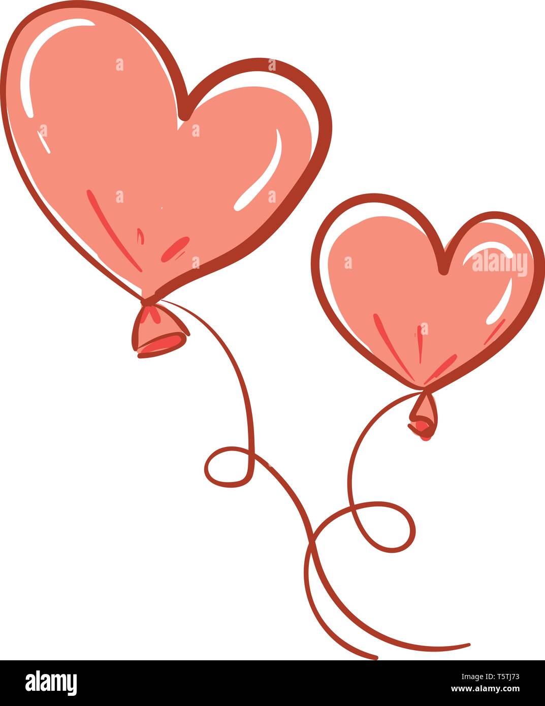 Deux ballons en forme de coeur rouge ou vecteur illustration couleur Illustration de Vecteur