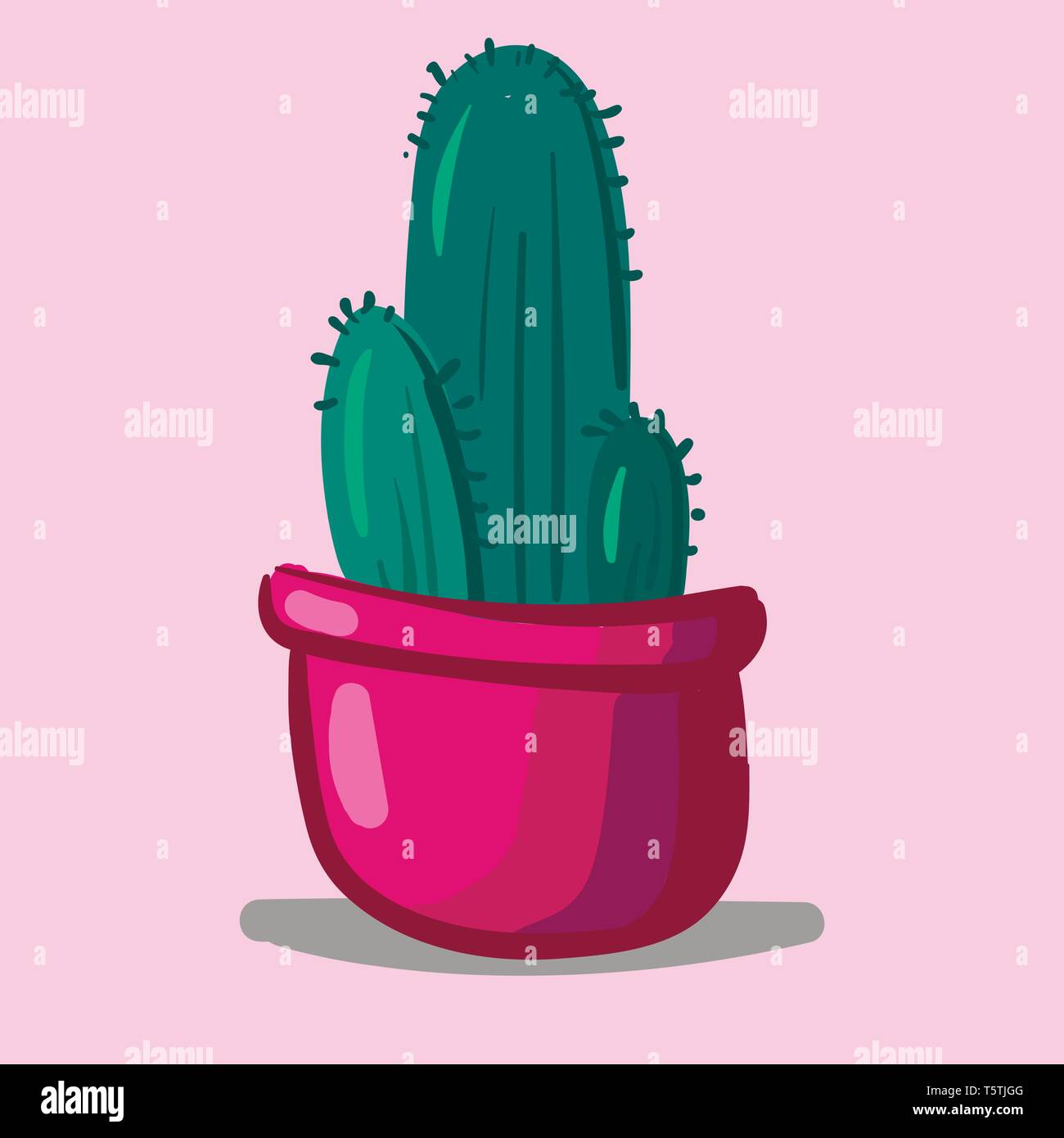 Intérieur rose pot de cactus ou vecteur illustration couleur Illustration de Vecteur