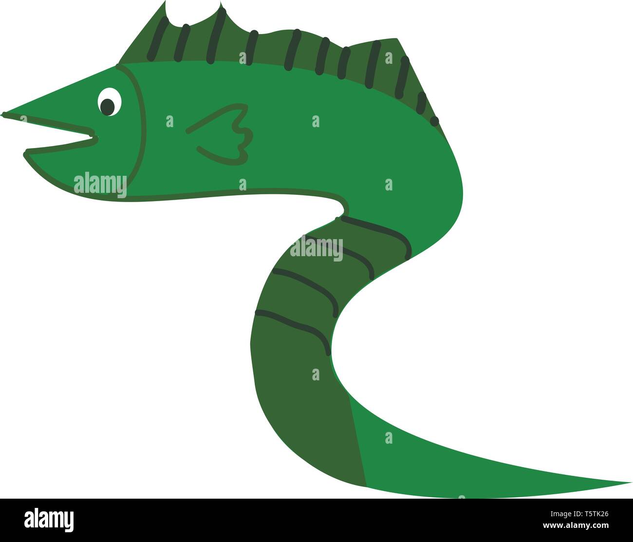 Poisson vert en forme de serpent ou vecteur illustration couleur Illustration de Vecteur