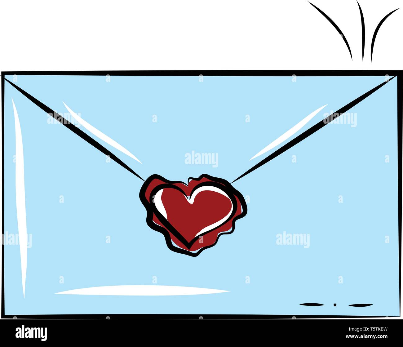 Enveloppe bleue avec amour seal ou vecteur illustration couleur Illustration de Vecteur