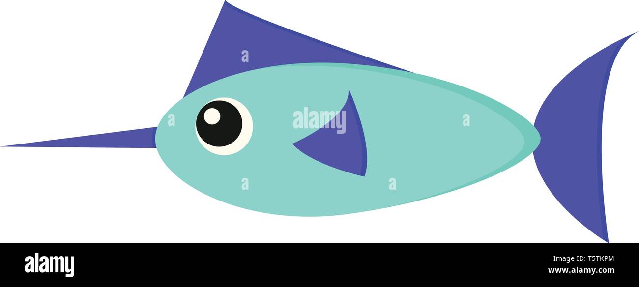 Un dessin animé poisson marlin avec un corps allongé de couleur pourpre un museau en forme de lance ou de loi et une longue robe pourpre, nageoire dorsale rigide vector dessin en couleur Illustration de Vecteur