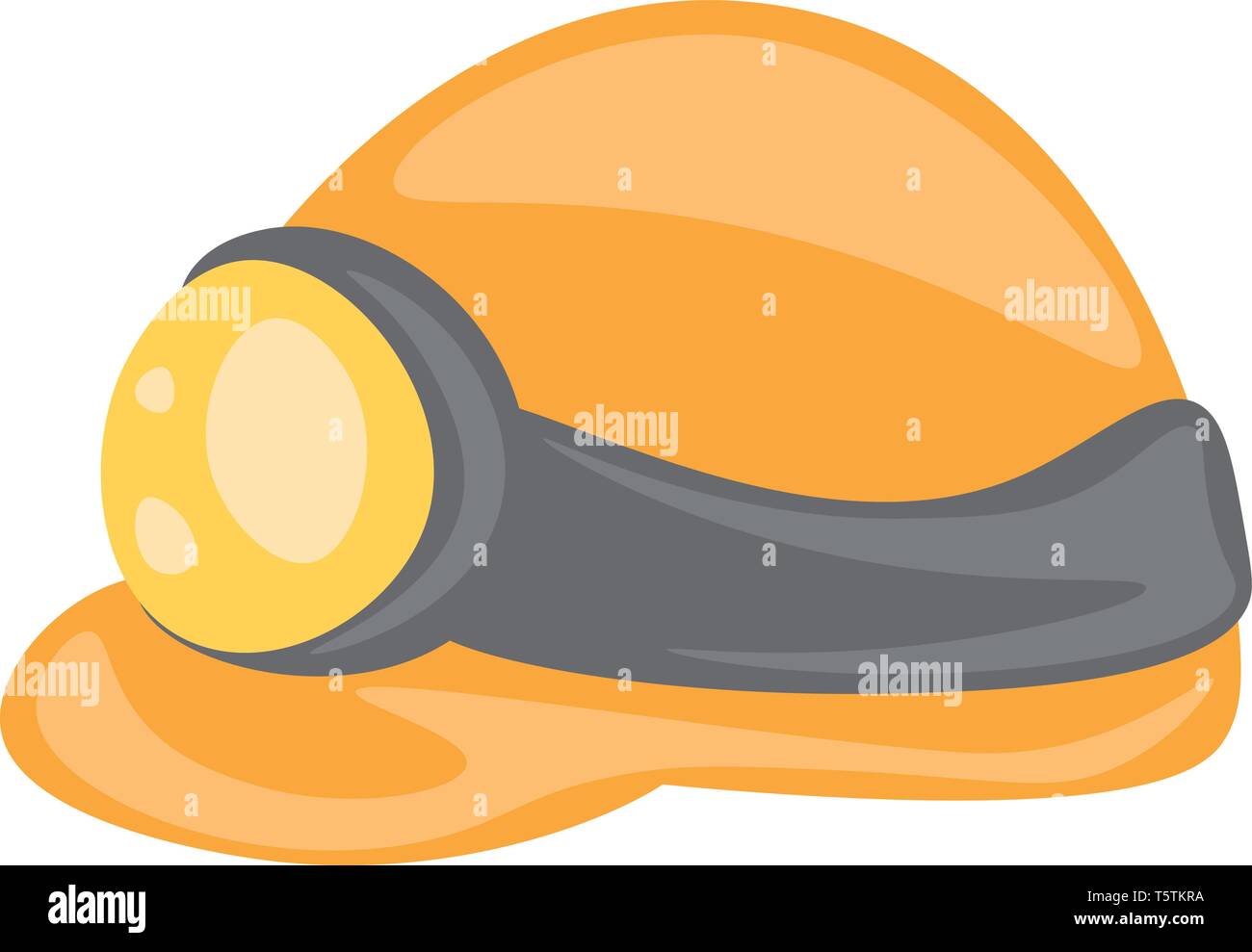 Un mineur de couleur orange casque de sécurité un bouchon souple fait de tissu ou de toile avec un bord en cuir lampe et support de leur lumière jaune vec Illustration de Vecteur
