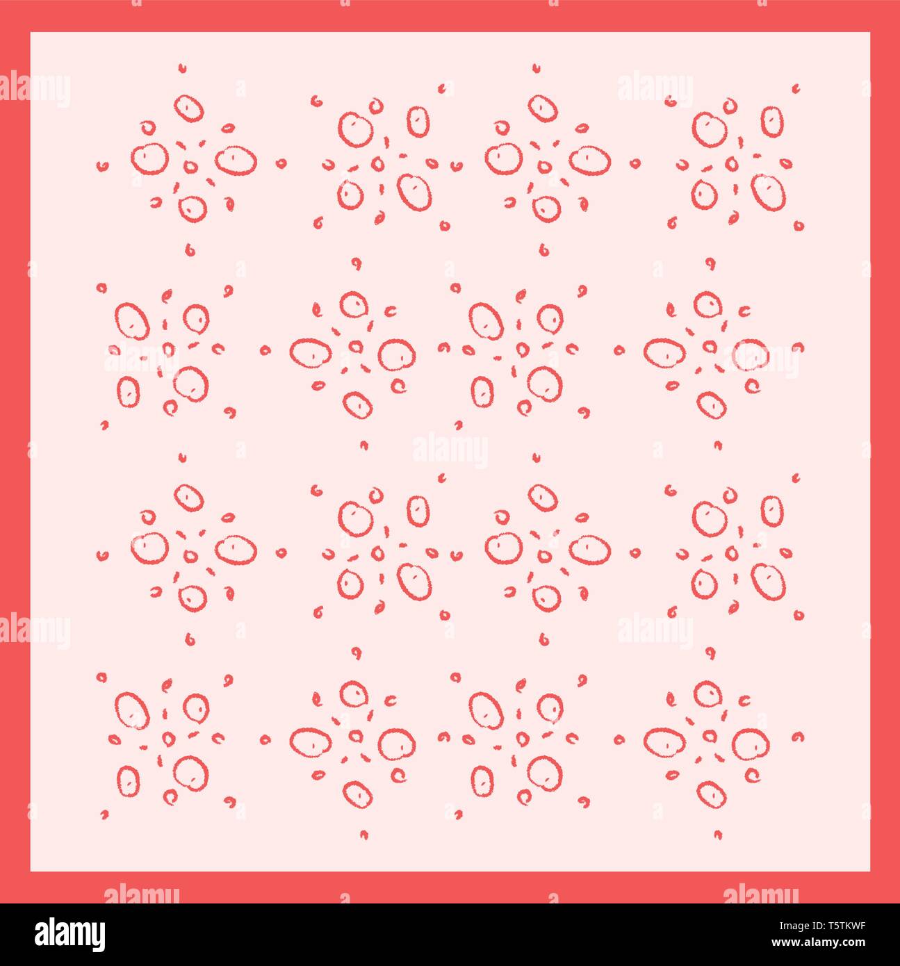 L'ornement pour mur de la chambre avec des dessins réguliers sur un fond rose et de couleur rose foncé vecteur cadre carré dessin en couleur ou illustrat Illustration de Vecteur