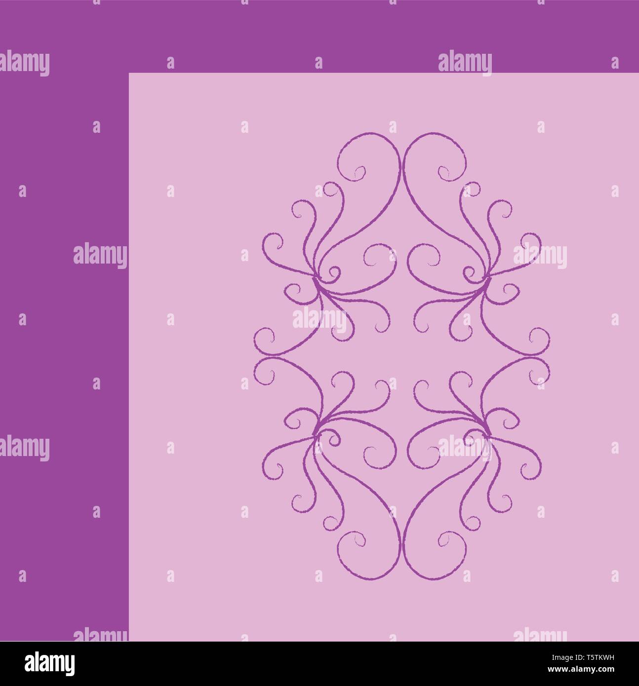 Représente le quart de l'ornement de mur de la chambre avec des dessins réguliers sur fond violet et mauve foncé-carré de couleur f Illustration de Vecteur