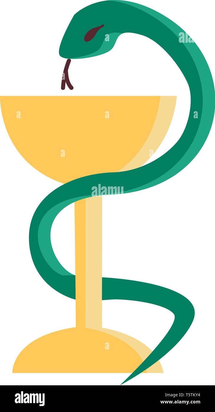 Un serpent vert à jaune-spiralé champagne couleur verrerie est sur le point de goûter la boisson rempli il vector dessin en couleur ou de l'illustration Illustration de Vecteur