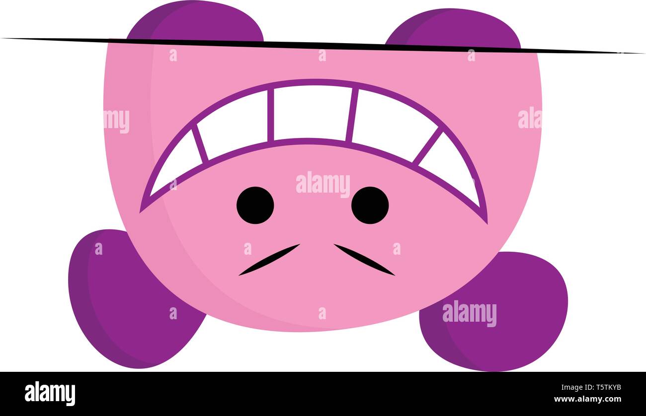 Un monstre fou en rose et pourpre porte un bandana élégant et a deux cornes et deux oreilles de couleur ou de dessin vectoriel illustration Illustration de Vecteur