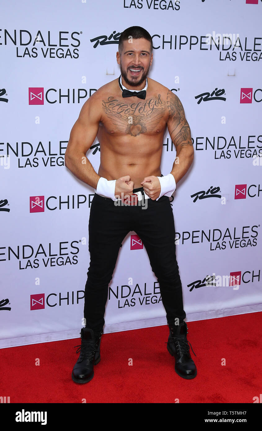 26 avril 2019 - Las Vegas, NV, États-Unis - 13 avril 2019 - Las Vegas, NV - Vinny Guadagnino. La côte du New Jersey's Vinny Guadagnino fait ses débuts en tant que hôte invité prestige Chippendales au Rio All-Suite Hotel and Casino. Crédit photo : MJT/AdMedia (crédit Image : © Mjt/AdMedia via Zuma sur le fil) Banque D'Images