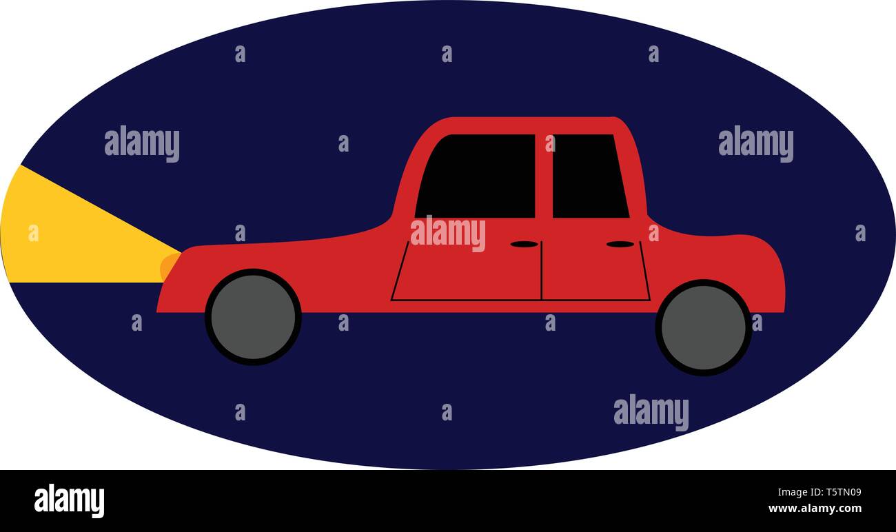Voiture rouge avec des lumières onillustration vecteur sur fond bleu Illustration de Vecteur
