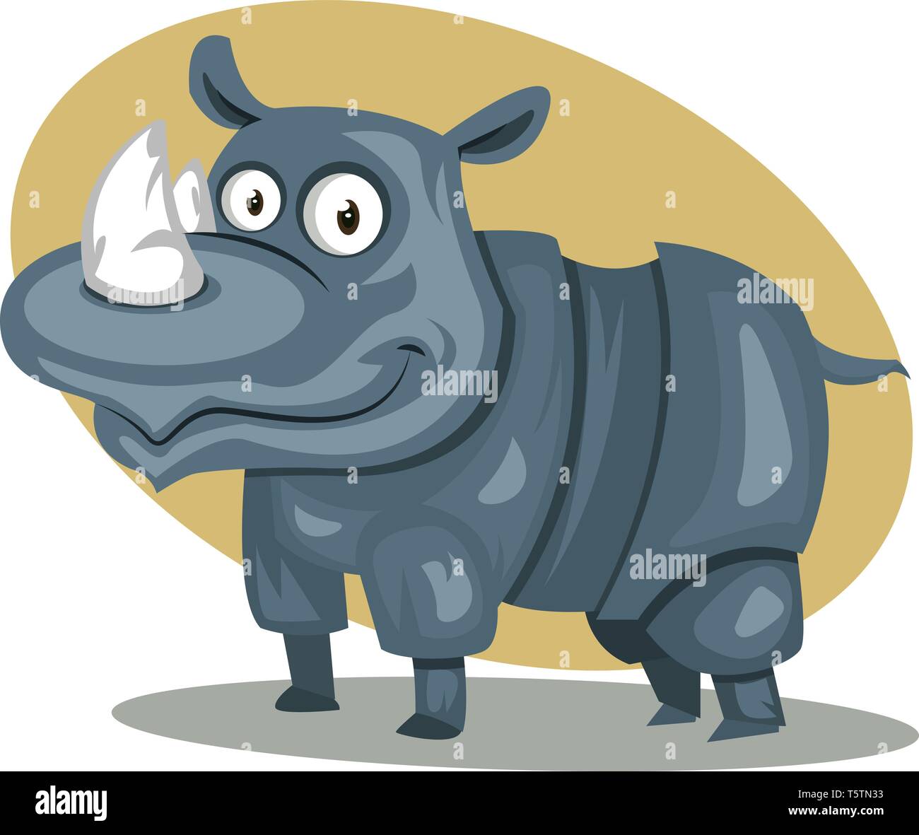 Un hippopotame bleu debout et regarder quelque chose en fond orange, Scénario, dessin en couleur ou d'illustration. Illustration de Vecteur