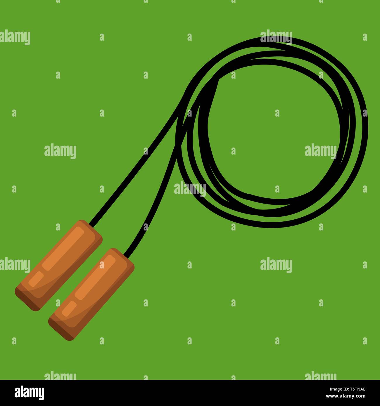 Une corde à sauter avec poignées pour le saut et l'exercice vector dessin en couleur ou d'illustration. Illustration de Vecteur