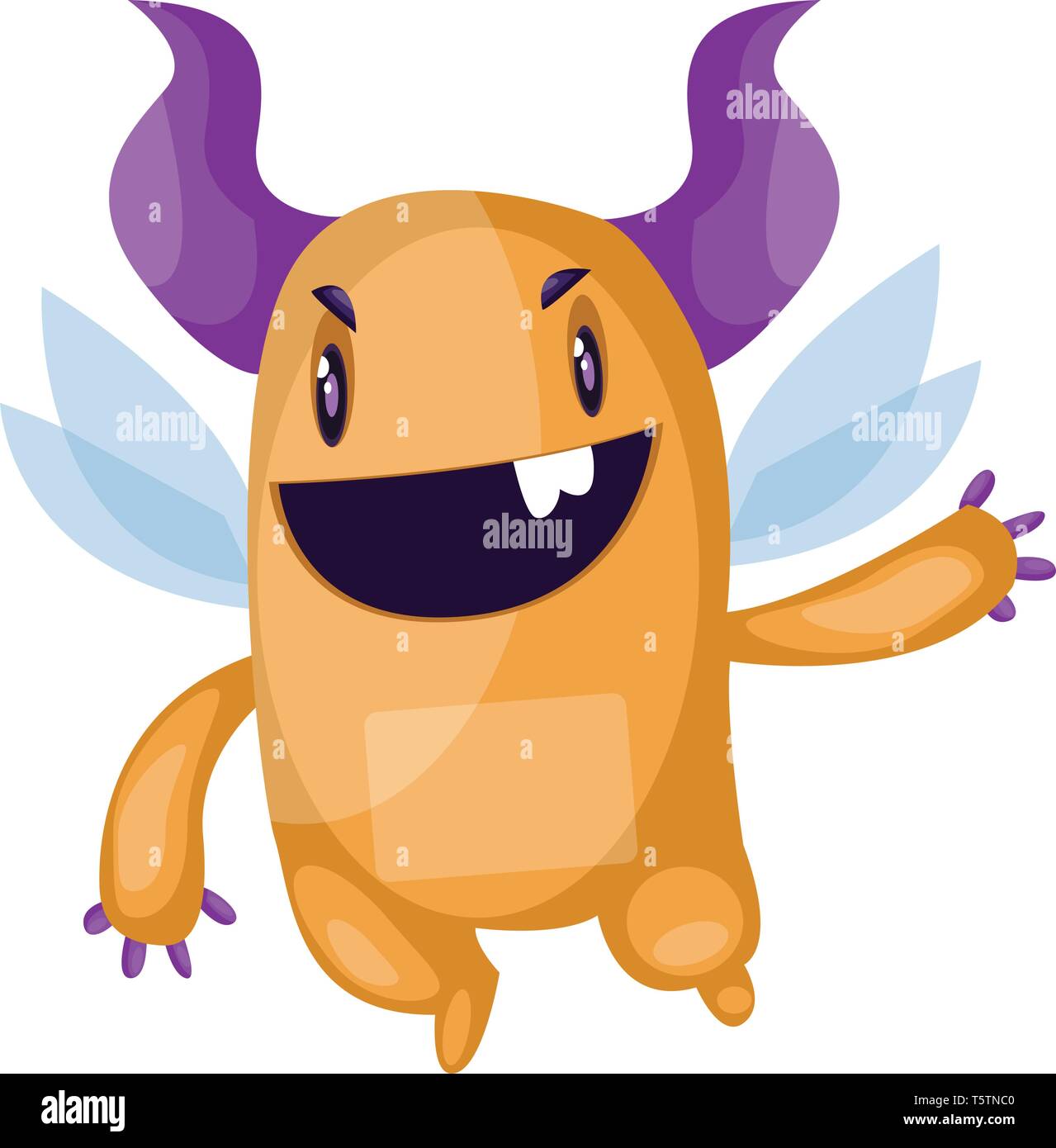 Le mal orange de monster avec de grandes cornes et ailes violet sur fond  blanc vector illustration Image Vectorielle Stock - Alamy