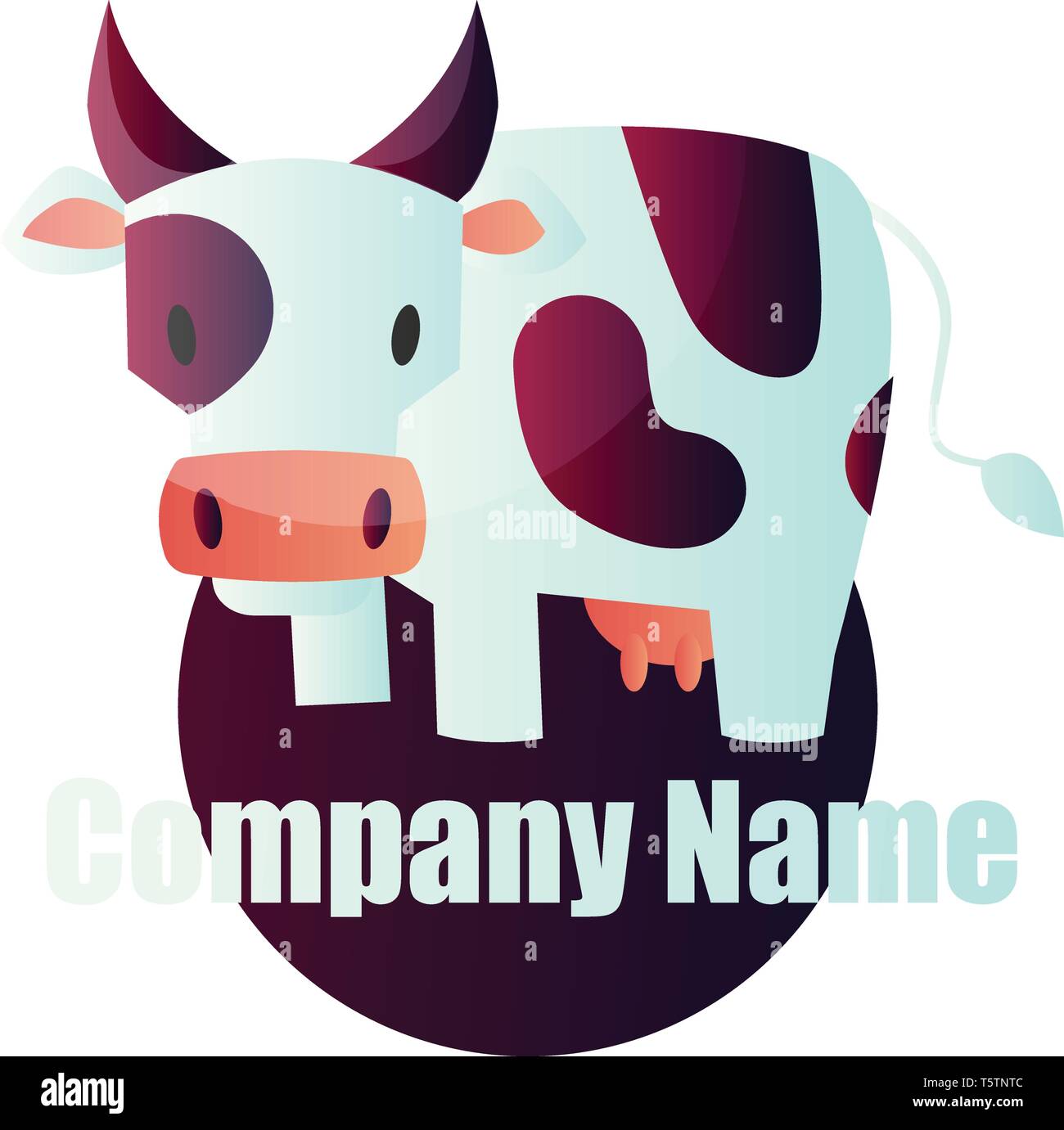 Vache avec marques violet en face de cercle violet logo vector design sur fond blanc Illustration de Vecteur