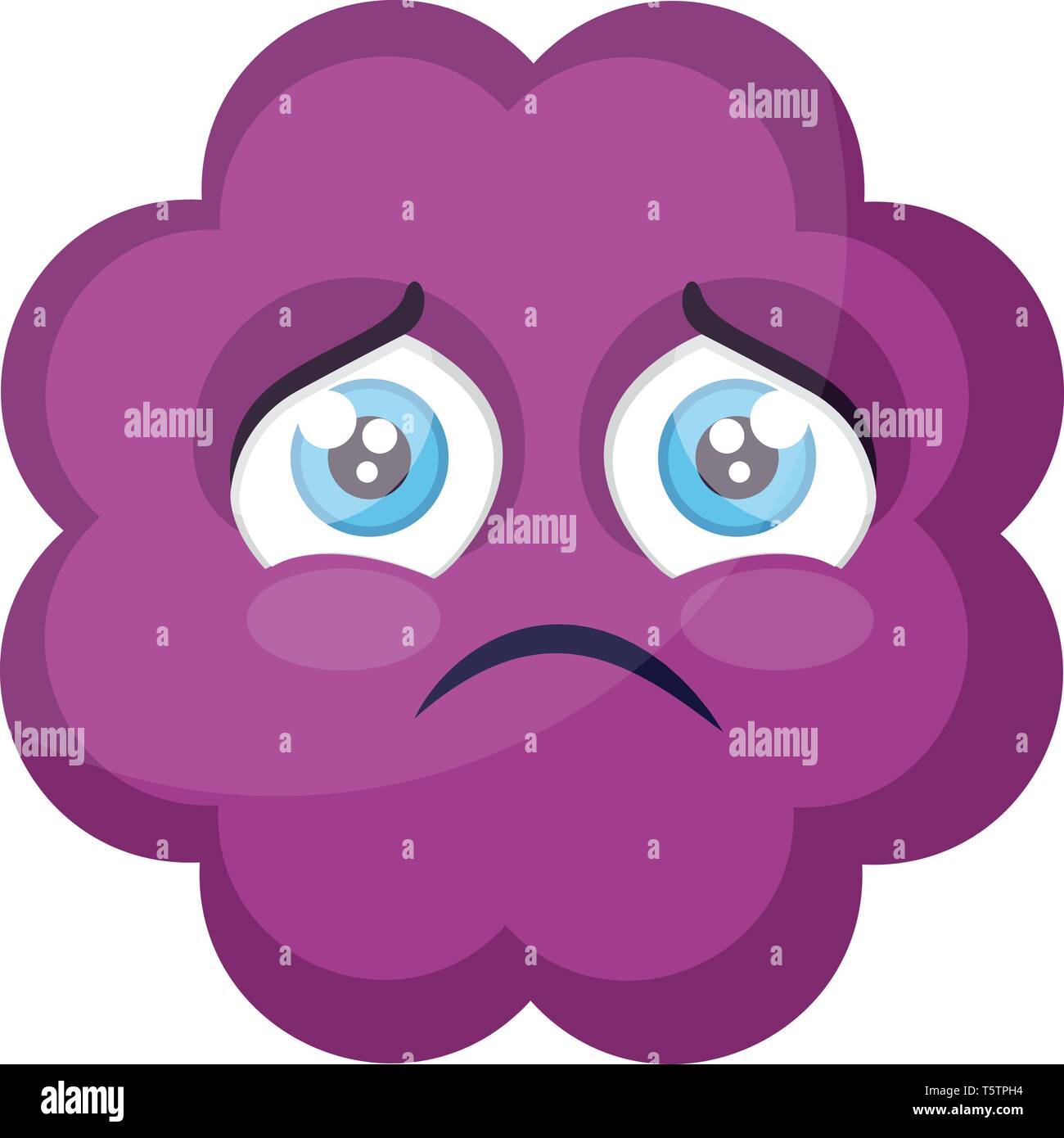 Triste nuage violet visage emoji vector illustration sur fond blanc Illustration de Vecteur