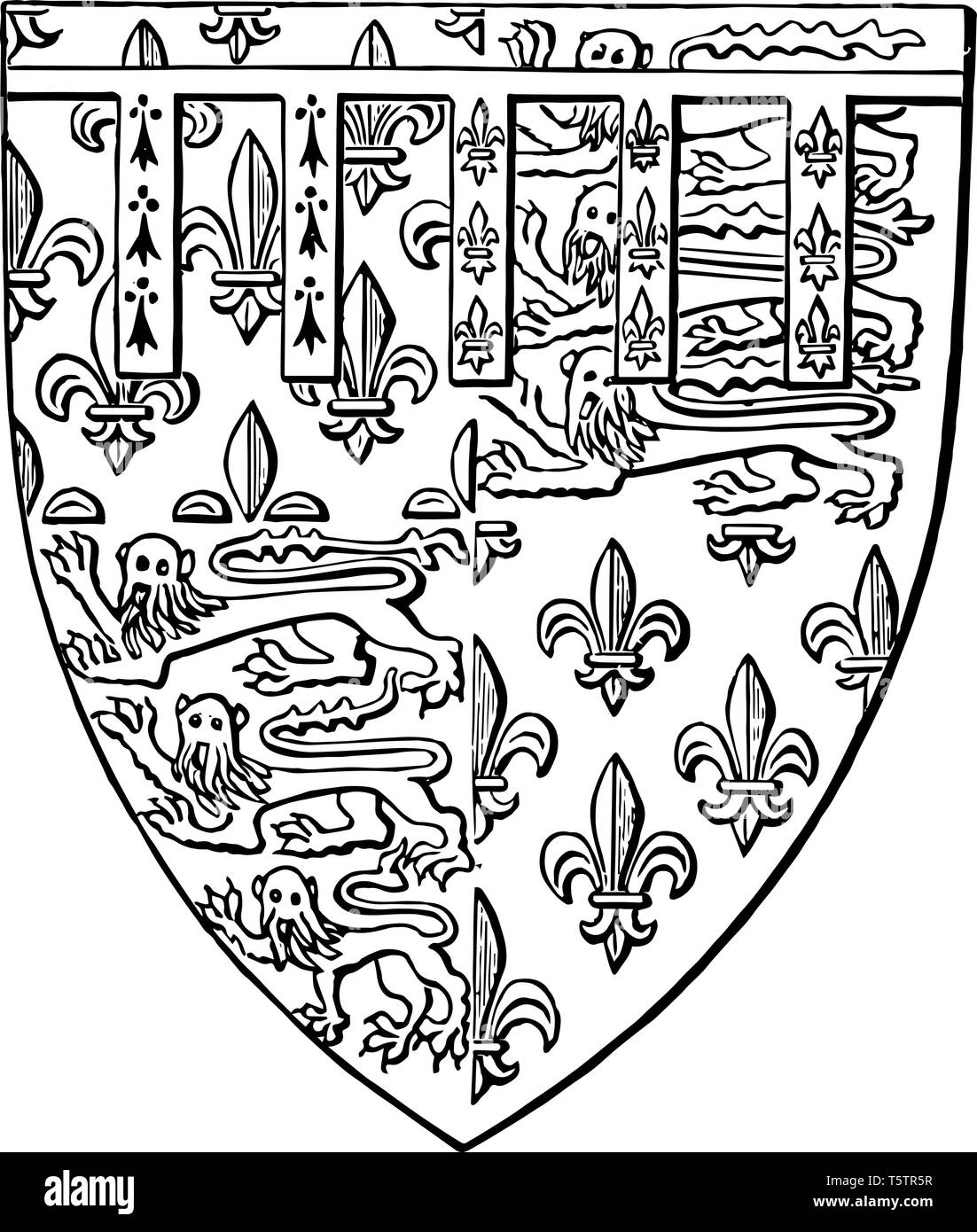 Bouclier de Henri Plantagenêt de Bolingbroke vintage dessin ou gravure illustration. Illustration de Vecteur