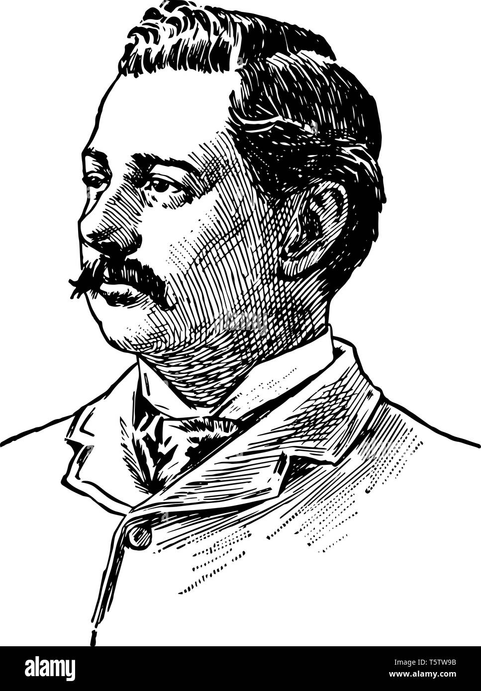 Faible 1850 à 1916 Seth il était un éducateur américain figure politique maire de Brooklyn et président de Colombie-Britannique vintage dessin ou gravure illus Illustration de Vecteur