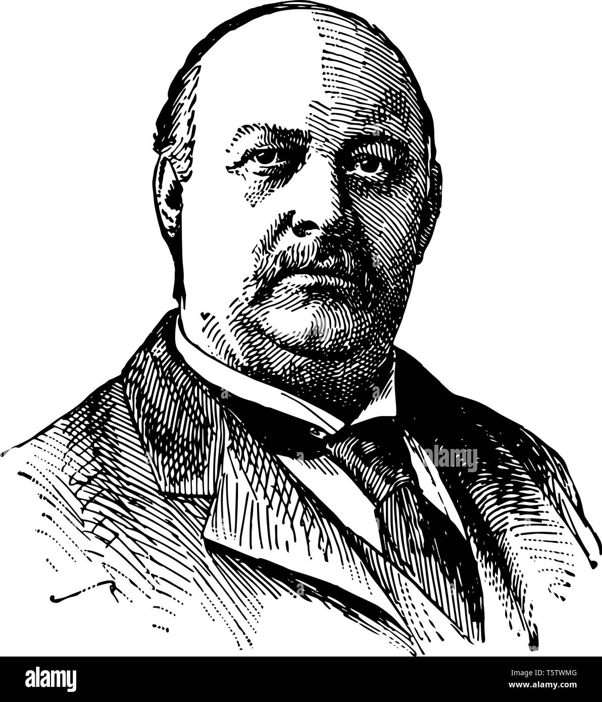 Thomas Brackett Reed 1839 à 1902, il est un représentant des États-Unis, du Maine et le président de la chambre des représentants des États-Unis ligne vintage drawi Illustration de Vecteur