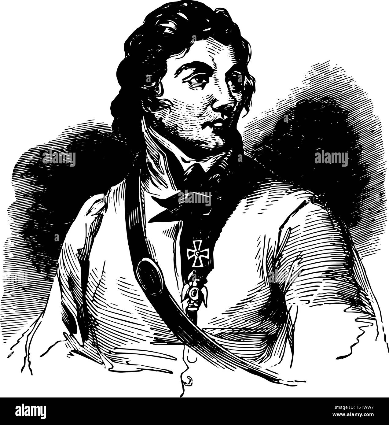 Thaddeus Kosciusko 1746 à 1817, il était un ingénieur militaire lituanienne à chef militaire et qui est devenu un héros national en Pologne Lituanie Bel Illustration de Vecteur