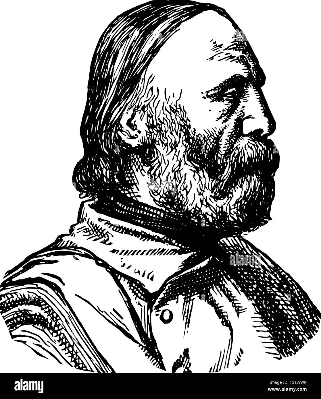 Giuseppe Garibaldi 1807 à 1882, il était un homme politique italien général et nationalistes qui ont joué un grand rôle dans l'histoire de l'Italie l'une des grande Illustration de Vecteur