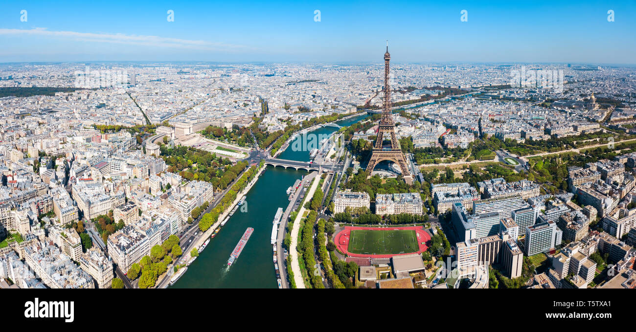 Antenne de la ville de Paris vue panoramique. Paris est la capitale et ville la plus peuplée de France. Banque D'Images