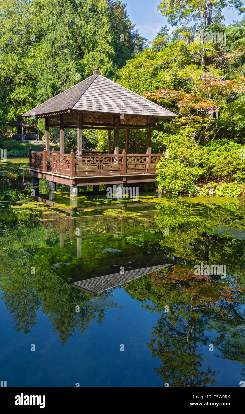 Le Canada, la Colombie-Britannique, Colwood, Hatley Park National Historic Park, un jardin japonais Banque D'Images