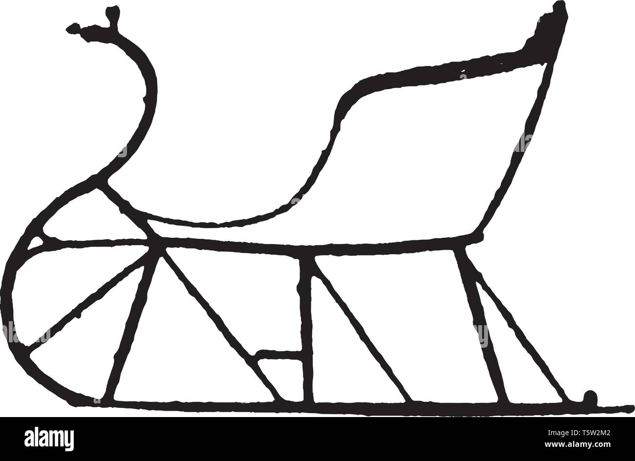 Portland Cutter est un nom américain pour un traîneau léger avec un seul siège, vintage dessin ou gravure illustration. Illustration de Vecteur