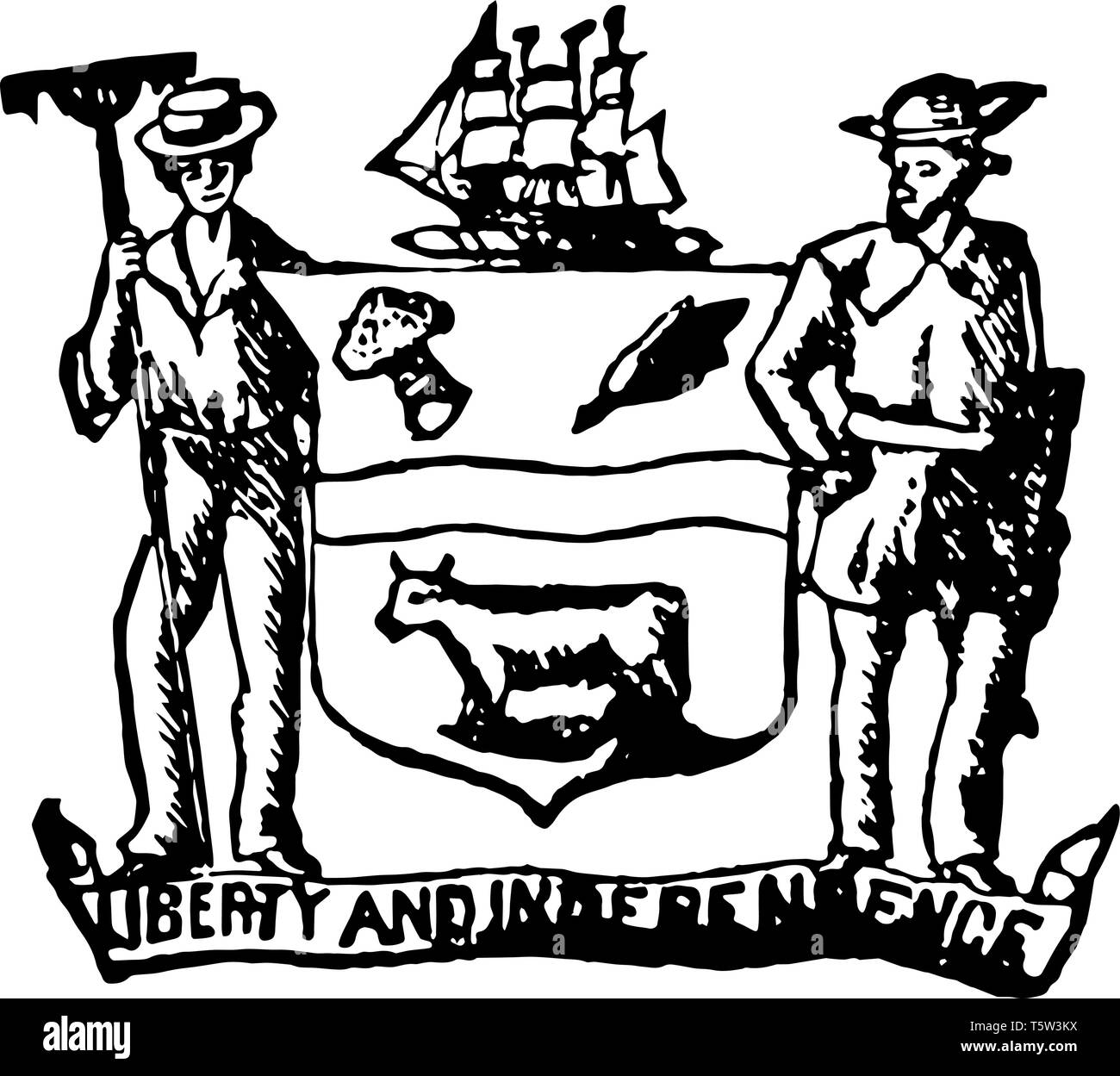 Joint Delaware 1890, l'écusson montre la liberté et indépendance vintage le schéma. Illustration de Vecteur