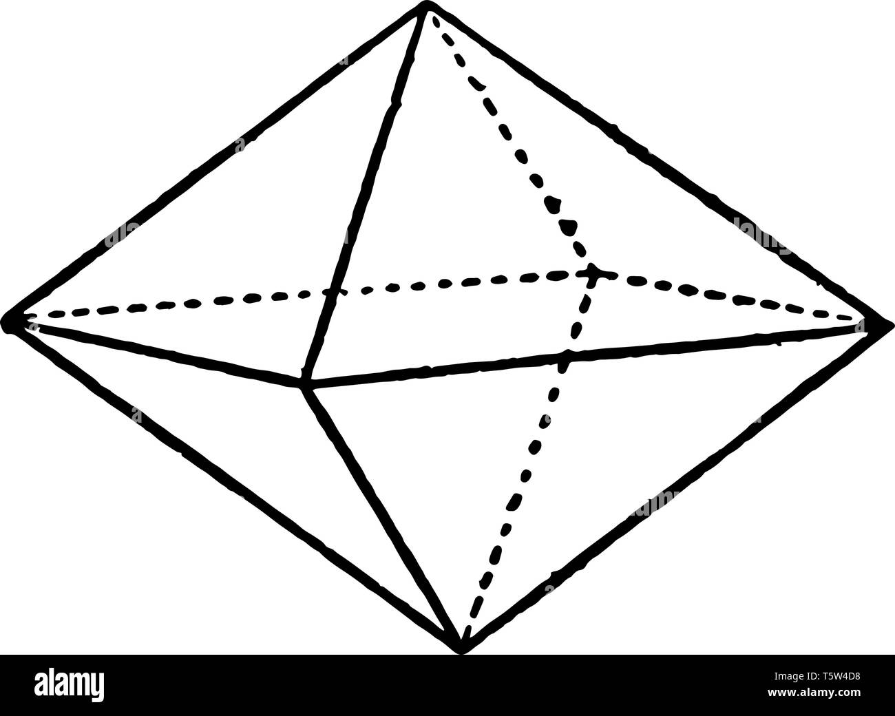 L'image Bipyramids tétragonal, où l'axe vertical est plus petit que l'axe horizontal, vintage dessin ou gravure illustration. Illustration de Vecteur
