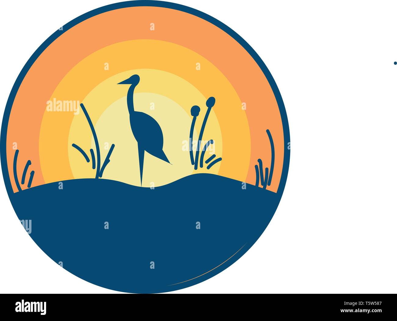 Paysage avec un oiseau autruche ou vecteur illustration couleur Illustration de Vecteur