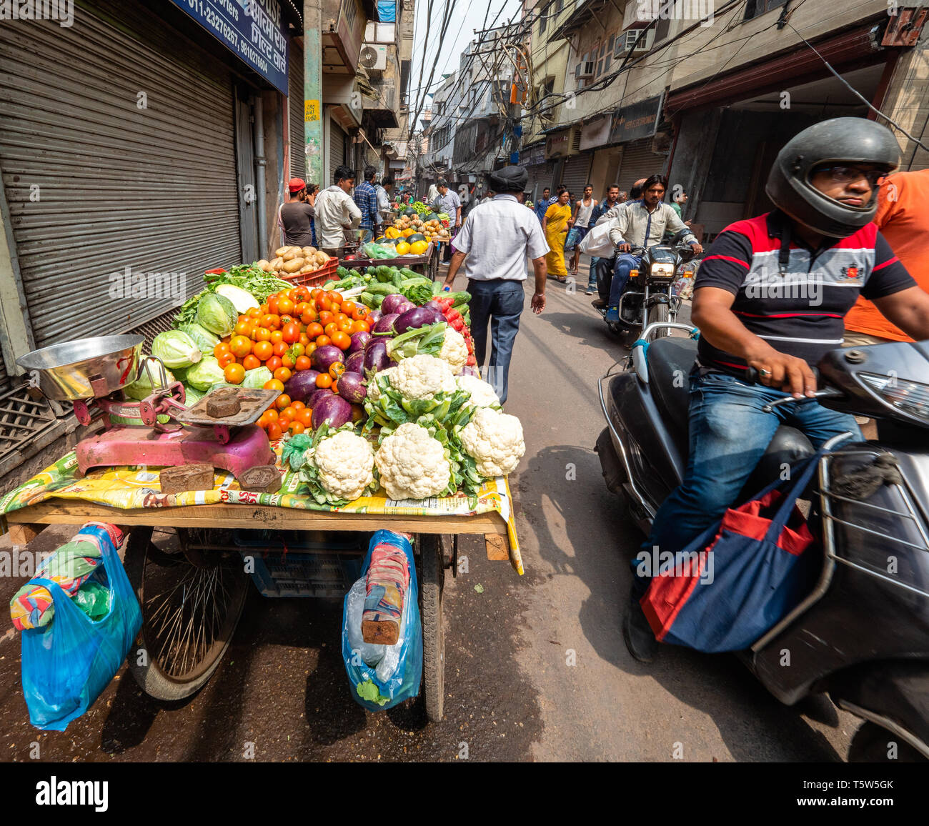 Les rues dans le vieux quartier de Delhi en Inde du Nord Banque D'Images