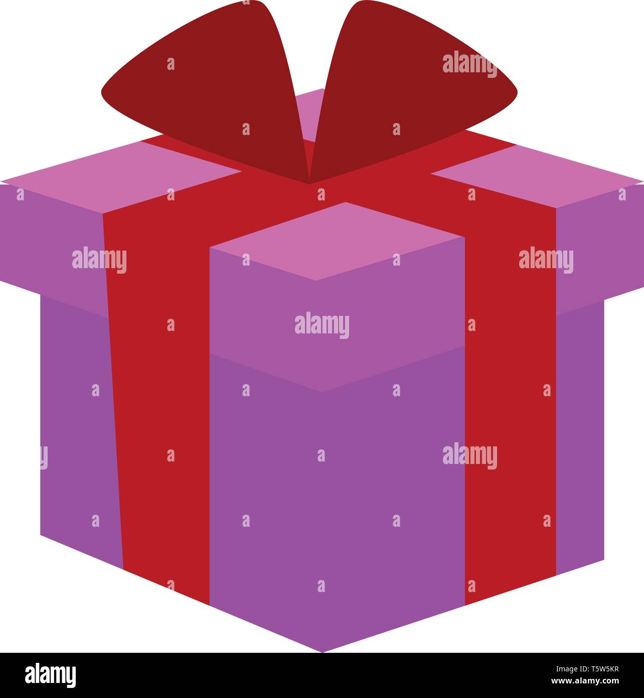 Boîte de violet avec ruban rouge ou vecteur illustration couleur Illustration de Vecteur