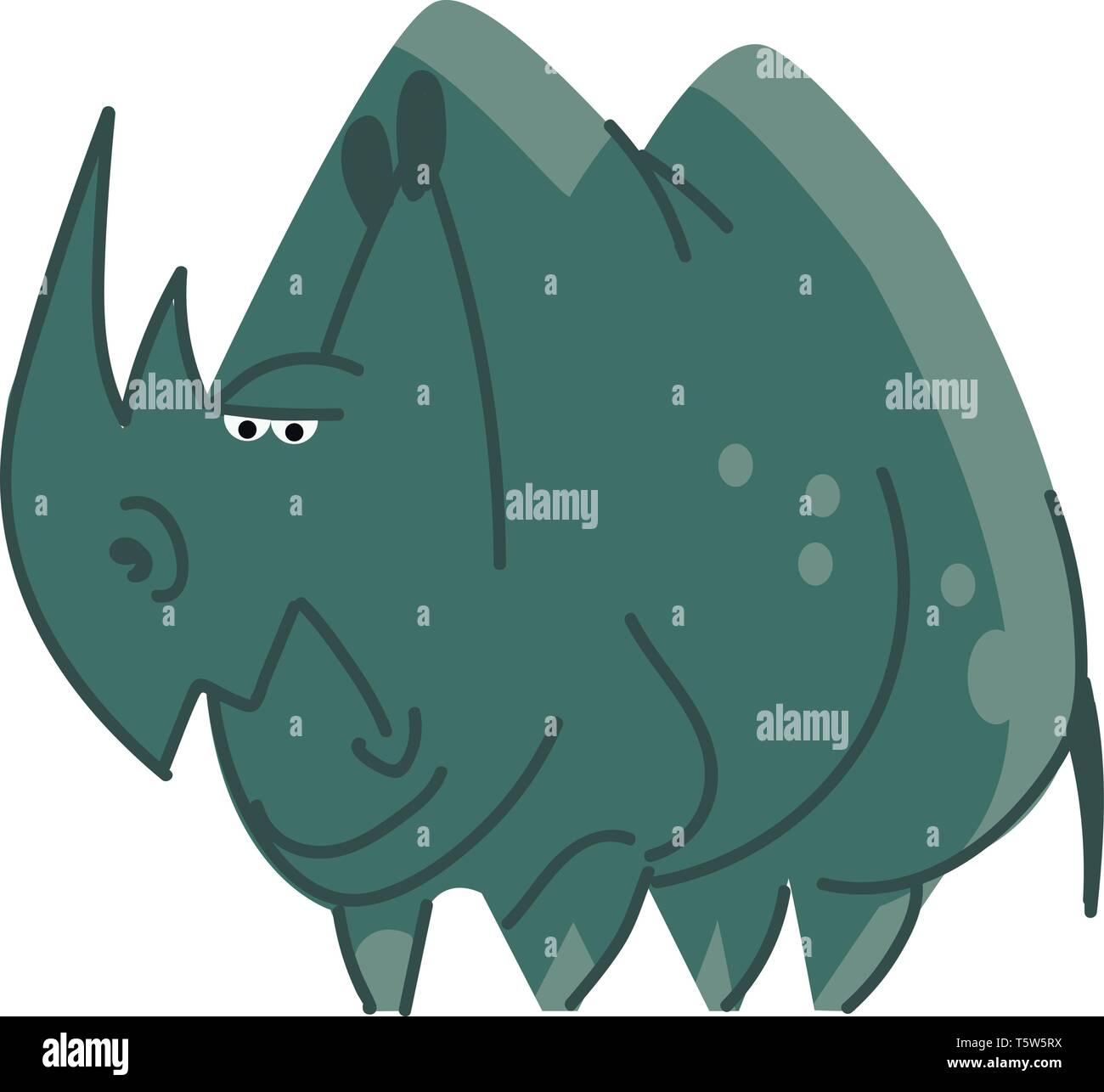 Rhinocéros en colère bleue ou vecteur illustration couleur Illustration de Vecteur