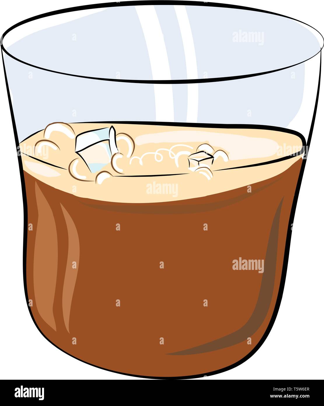Un verre de whiskey on the rocks ou vecteur illustration couleur Illustration de Vecteur