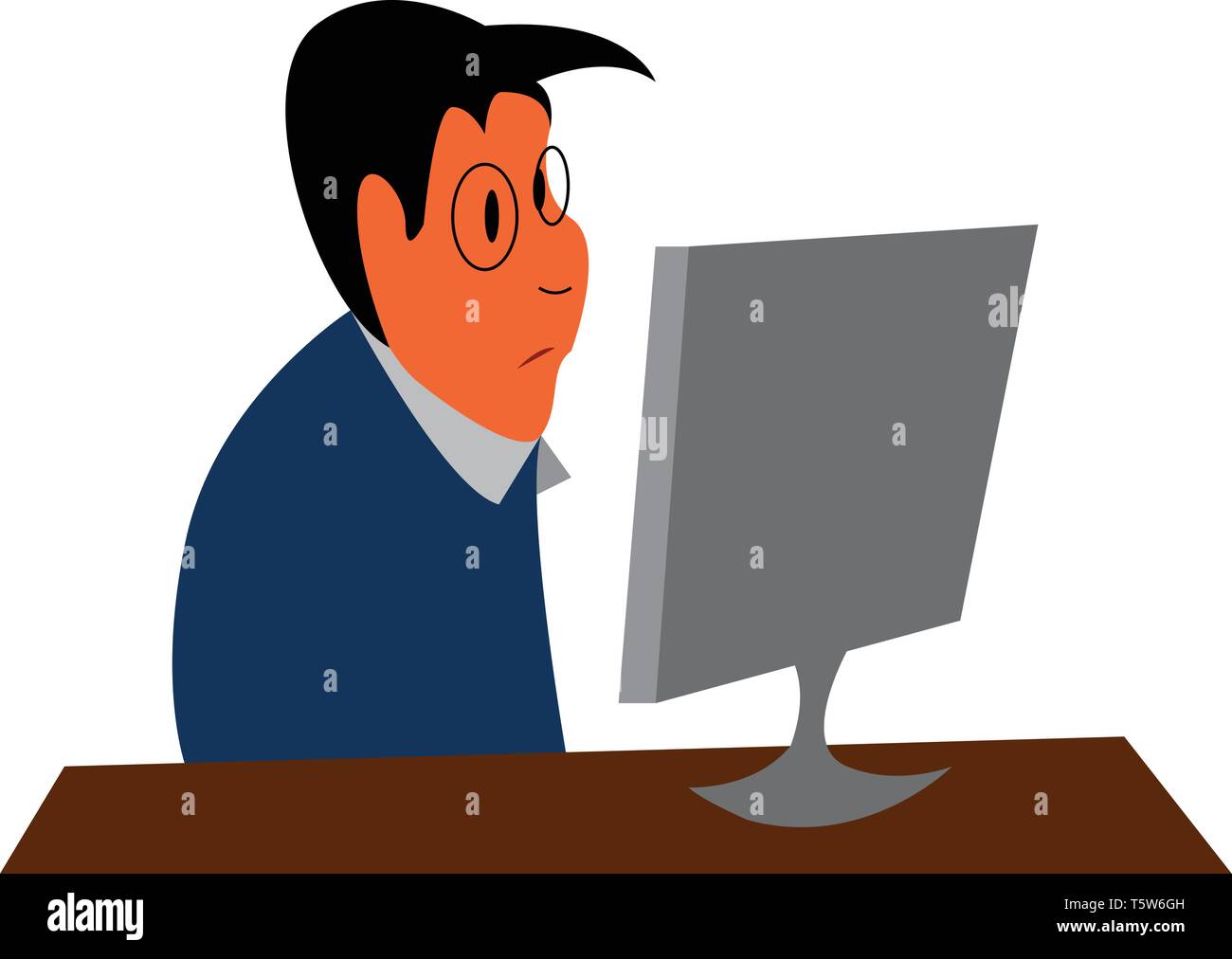 Un travailleur avec desktop ou vecteur illustration couleur Illustration de Vecteur