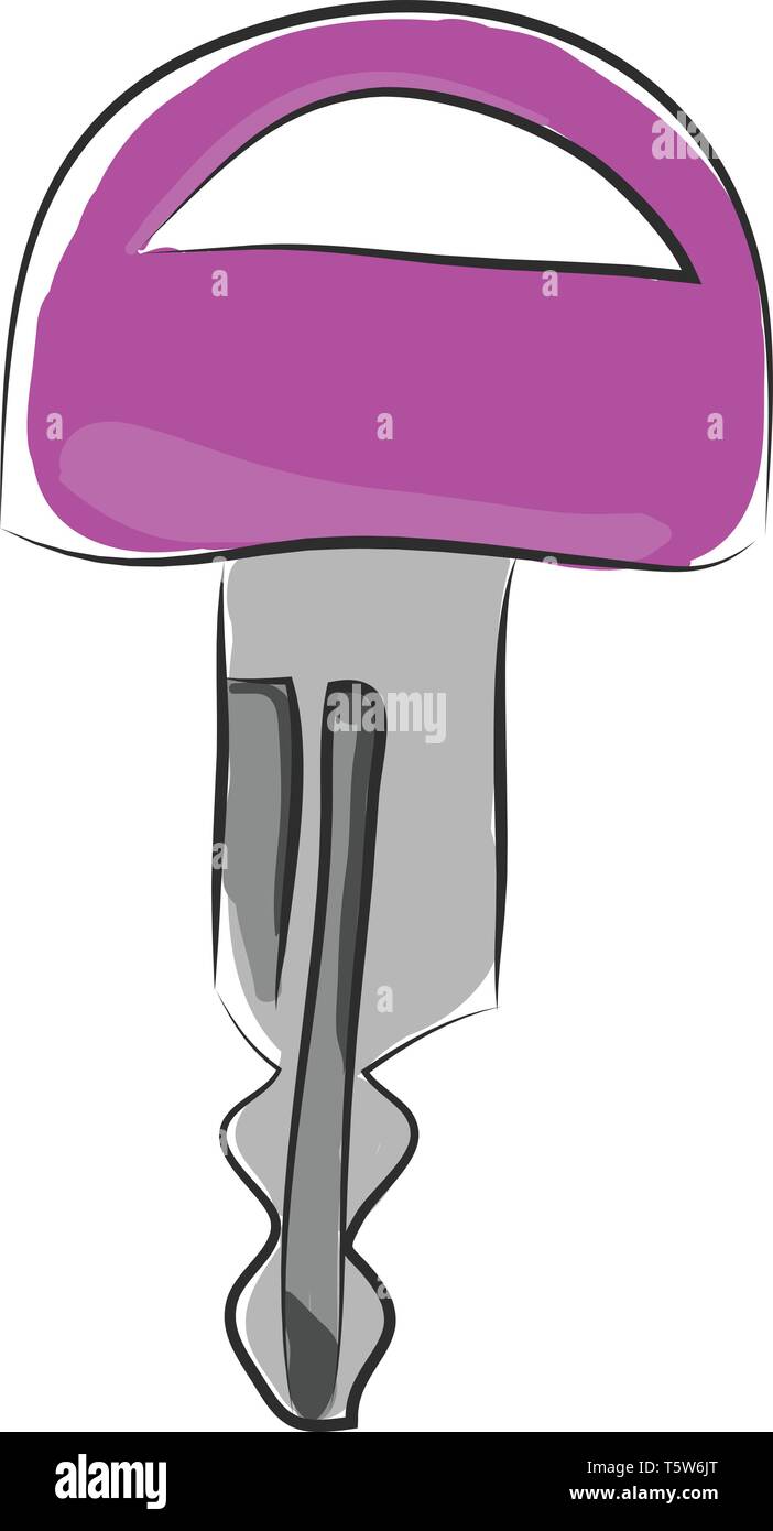 Une clé avec une poignée de couleur rose, Scénario, dessin en couleur ou d'illustration. Illustration de Vecteur
