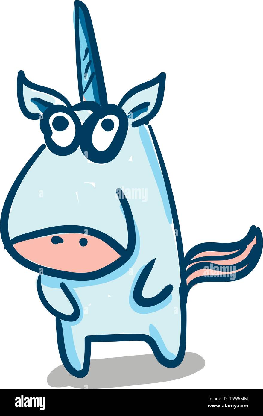 Un Bebe De Couleur Bleu Avec Une Corne De Licorne Bleue Cartoon Scenario Dessin En Couleur Ou D Illustration Image Vectorielle Stock Alamy