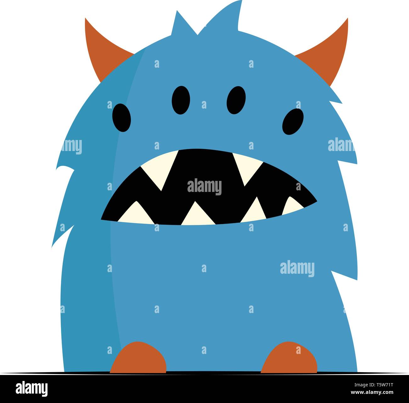Monstre bleu et marron avec sa bouche ouverte et dents pointues vecteur visible dessin en couleur ou de l'illustration Illustration de Vecteur