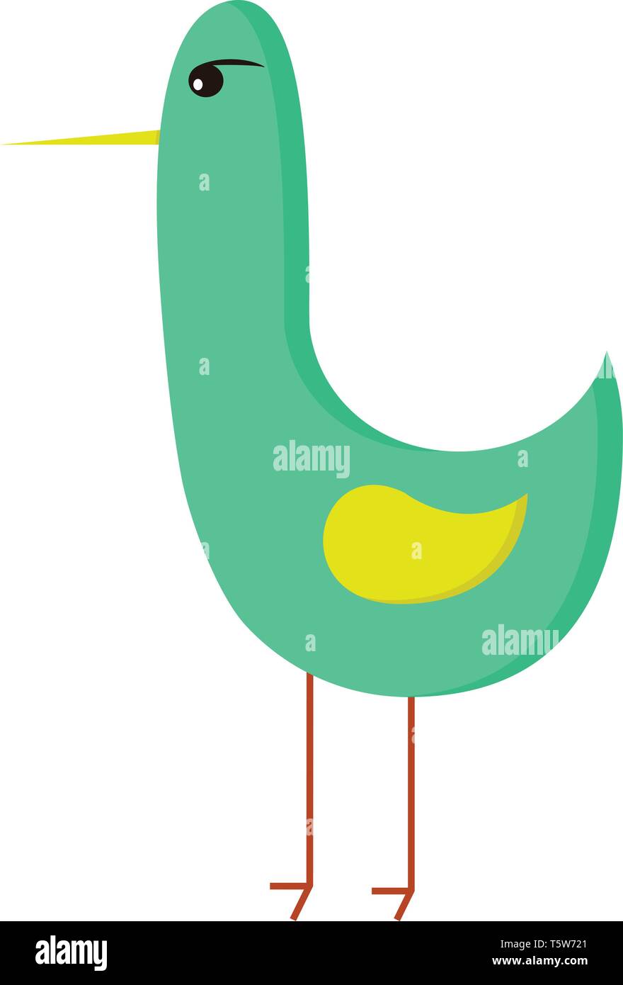 Un oiseau de couleur vert avec un long bec jaune pointu et des ailes ayant également brown pieds vector dessin en couleur ou de l'illustration Illustration de Vecteur Un oiseau de couleur vert avec un long bec jaune pointu et des ailes ayant également brown pieds vector dessin en couleur ou de l'illustration Illustration de Vecteur