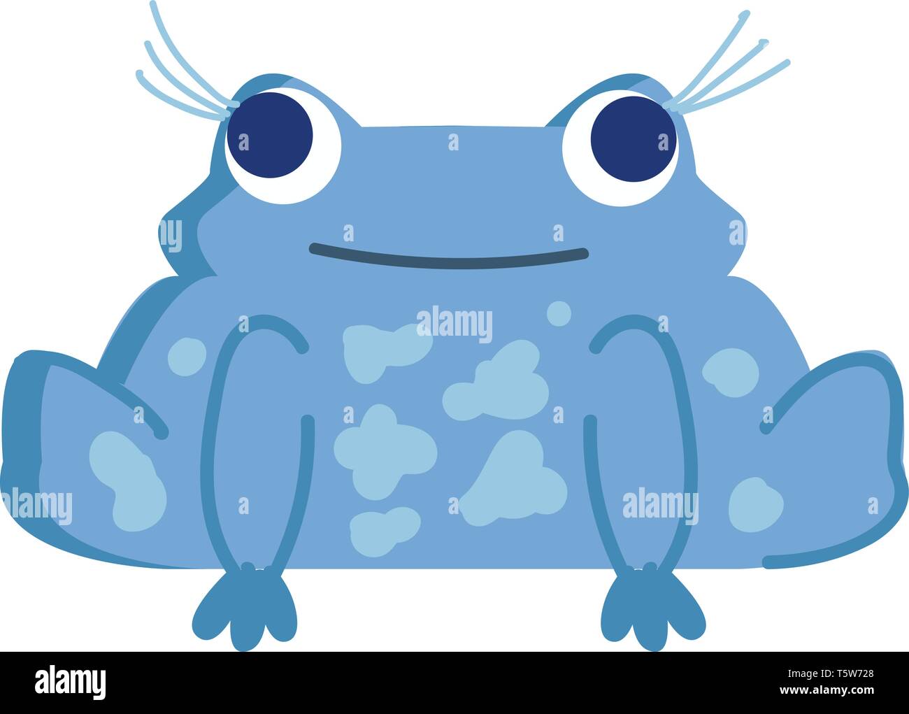 Un joli blue frog sitting et ayant trois longs cils qui sort dehors et aussi avoir un visage souriant vector dessin en couleur ou de l'illustration Illustration de Vecteur