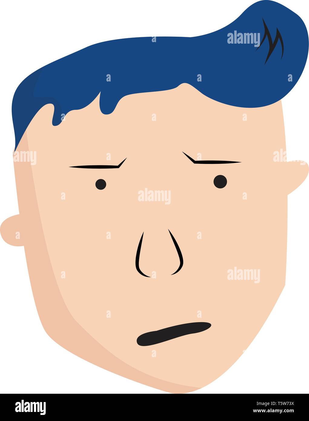 Surpris un garçon aux cheveux bleus et noir brins dans la forme de l'alphabet M vector dessin en couleur ou de l'illustration Illustration de Vecteur