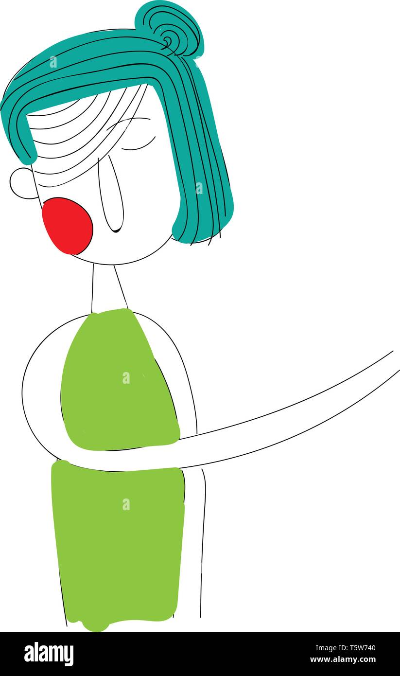 Un garçon avec un chapeau bleu et une chemise verte vector dessin en couleur ou de l'illustration Illustration de Vecteur
