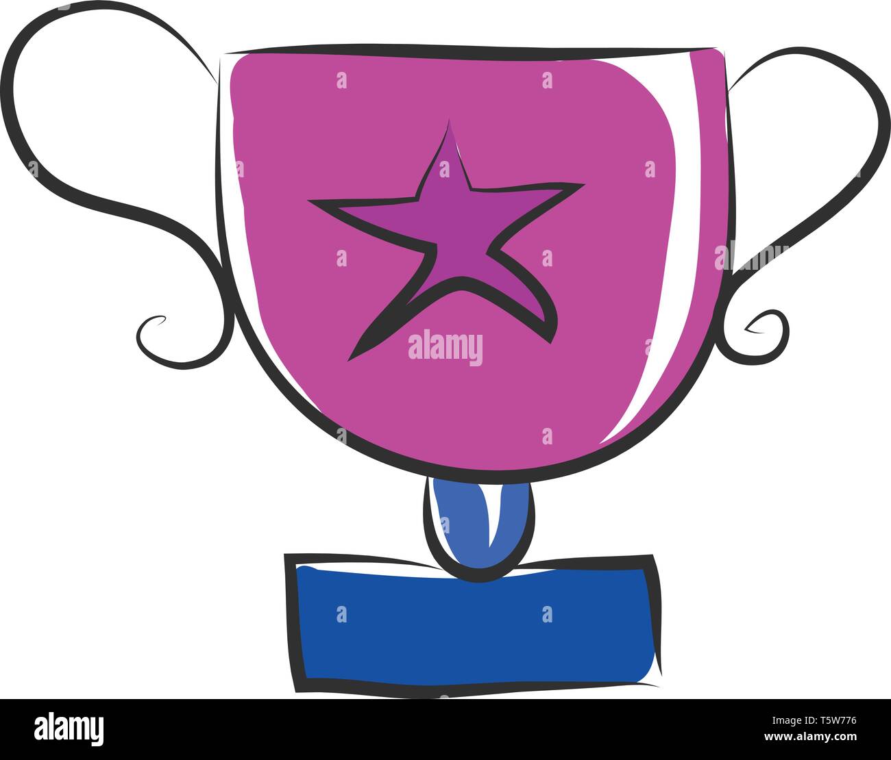 Un enfant violet's Trophy avec une étoile au centre et bleu stand et deux poignées de couleur ou de dessin vectoriel illustration Illustration de Vecteur